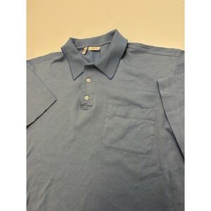 Brioni Polo Shirt Mens Large Blue Italy Made Cotton Short Sleeve Adult Cotton